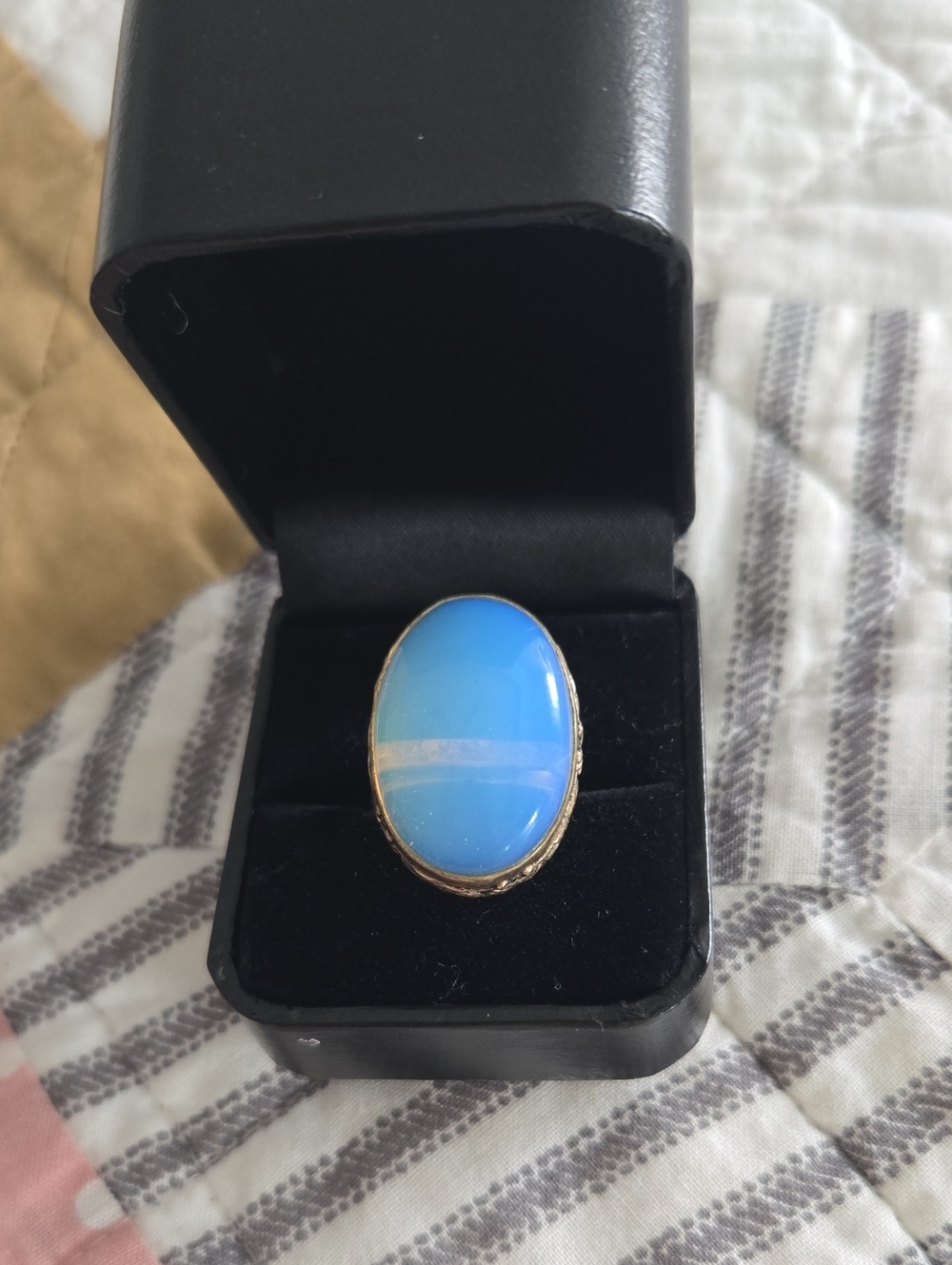 Blue Opalite Oval Cocktail Ring - SS Setting